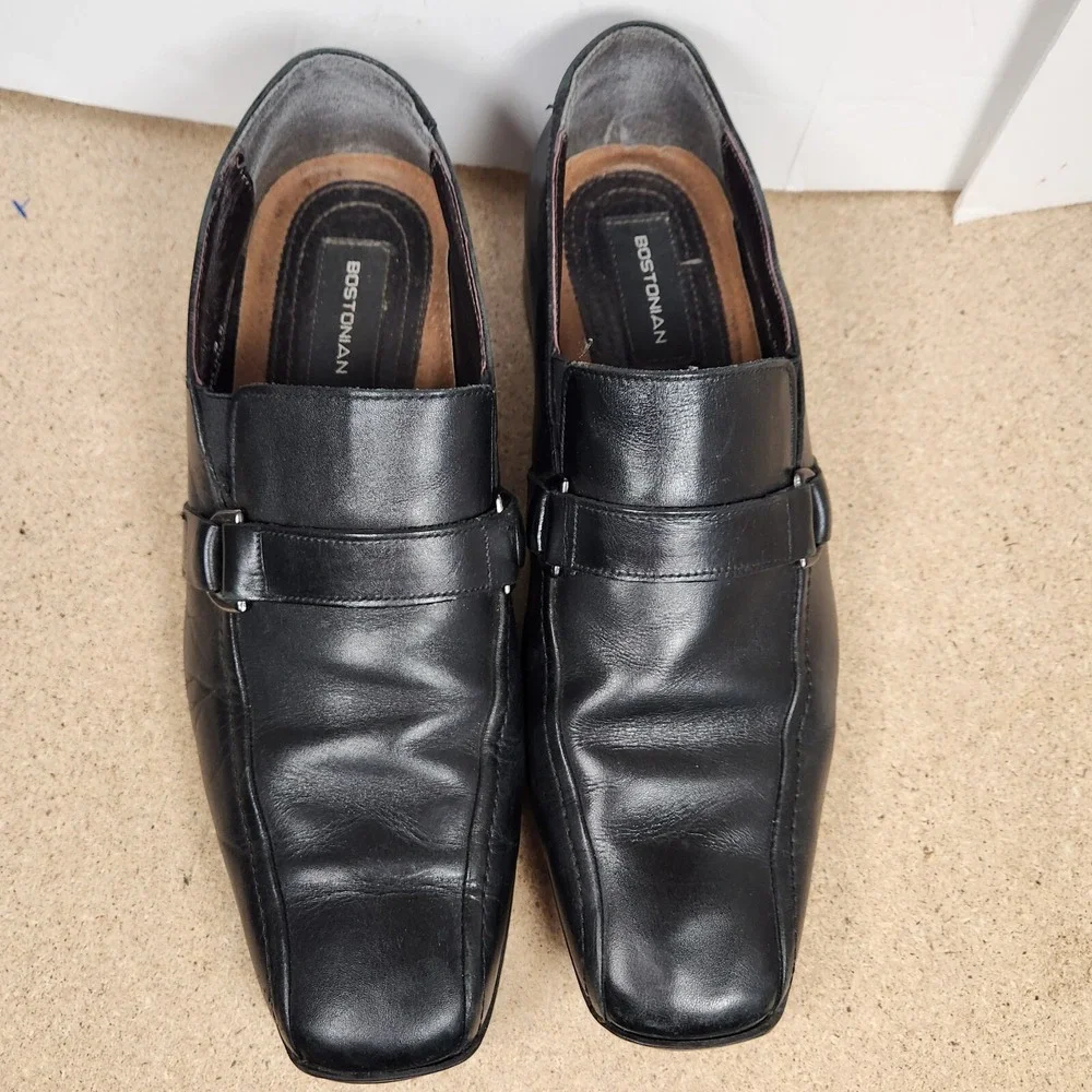 BOSTONIAN CROWN WINDSOR Made In Italy Black‎ Leather  13 Men's slip on  Loafers